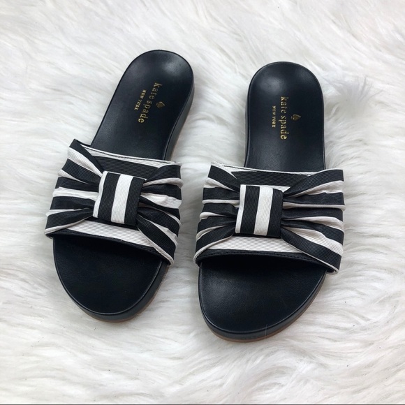 [Kate Spade] Black & White Bow Slip Ons - Picture 2 of 2